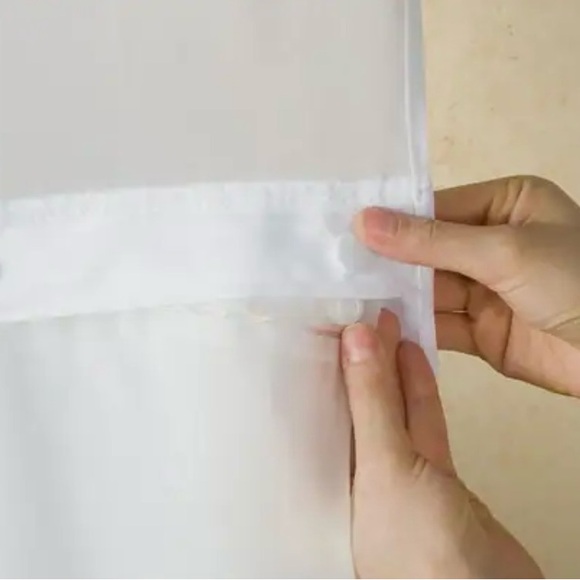 Hookless White Replacement Fabric Shower Curtain Liner with Snap Feature - Picture 1 of 7